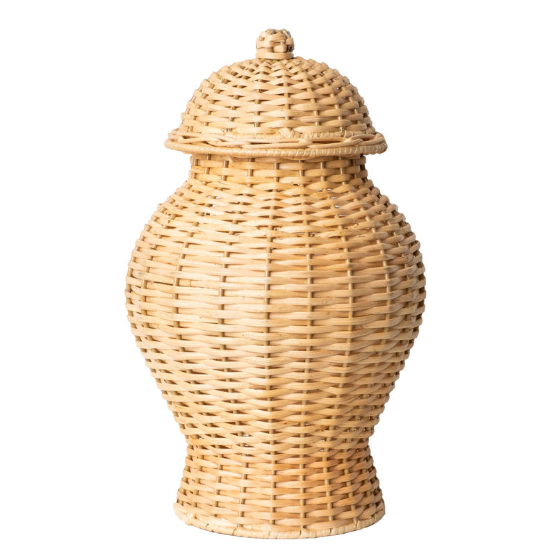Wicker Ginger Jar Medium, 17" H x 10" W x 10" D