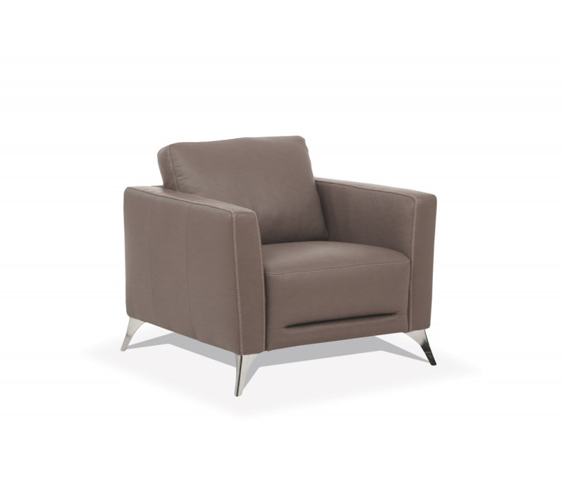 Fauteuil en cuir taupe Gracie Mills
