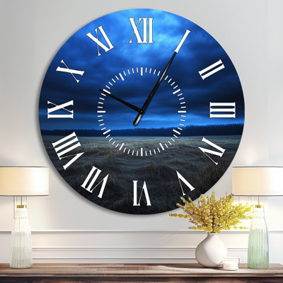 Midnight Field Horizon - Landscape Large Metal Wall Clock