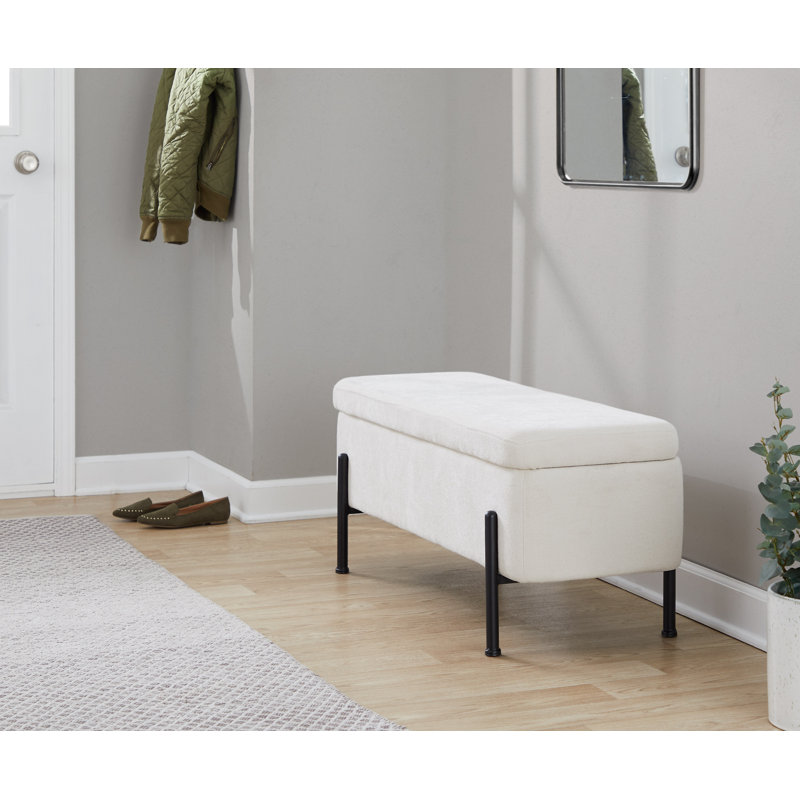 Greely Storage Bench with Flip-Top Lid, Cream, Black