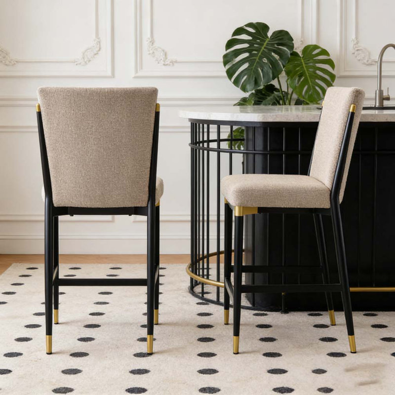 TABOURET DE COUPLE MODERNE, Noir et brun