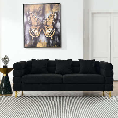 3 + , Streamline Modern Design With Shimmering Metal Legs, Rapid Delivery, 6 Pillows, 250 Lbs Per Seat Capacity 3 Couch, Aesthetic, Quick Weight Capacity, Pillows