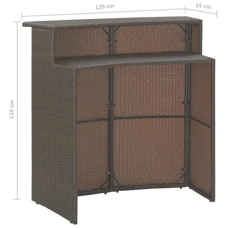 Garden Bar Set 3 Piece with Cushions Table and Chair Seat, Brown