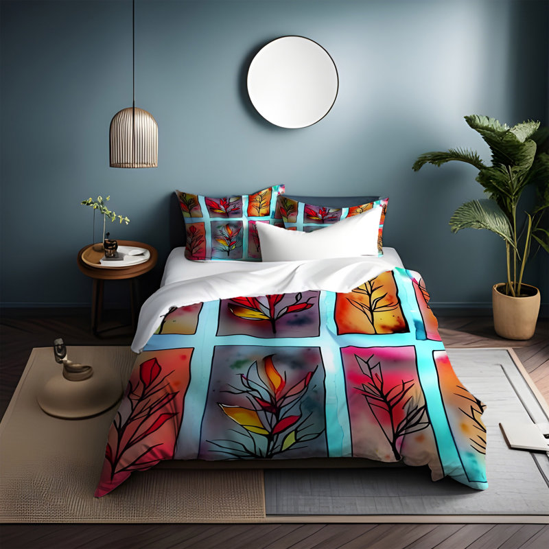 Polyester Abstract Duvet Cover, King Duvet Cover + 2 King Shams