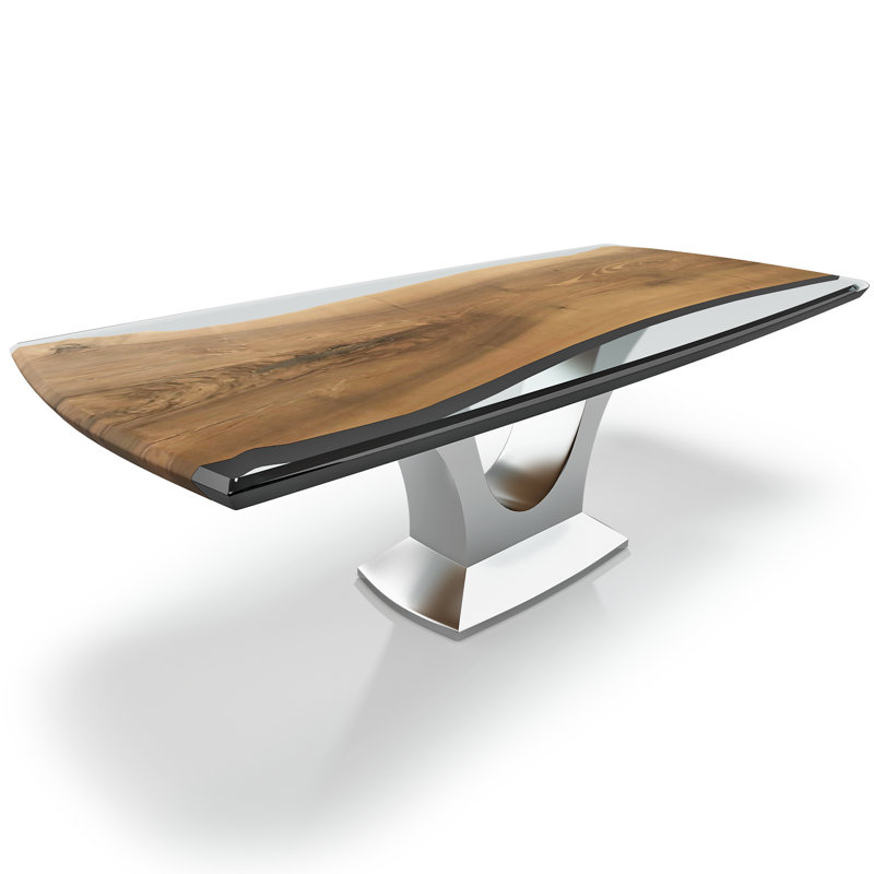 Signature Walnut Metal Base Dining Table, 48" W x 108.3" L
