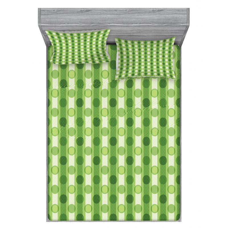 Microfiber Polka Dots Sheet Set, Full Sheet Set with Fitted Sheet