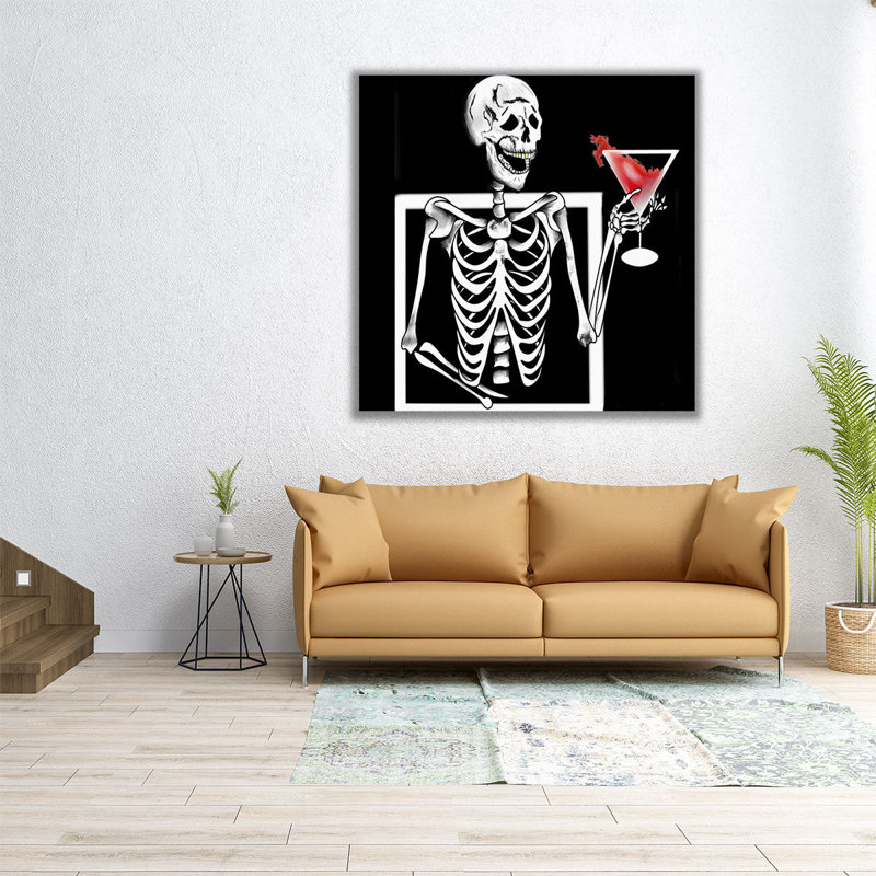 Drôle de squelette - reproduction d'art sur toile, H 16 po x l 16 po