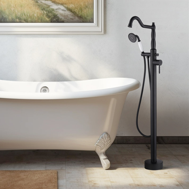 Robinet de baignoire à pattes avec inverseur et douchette Cisy, Noir mat