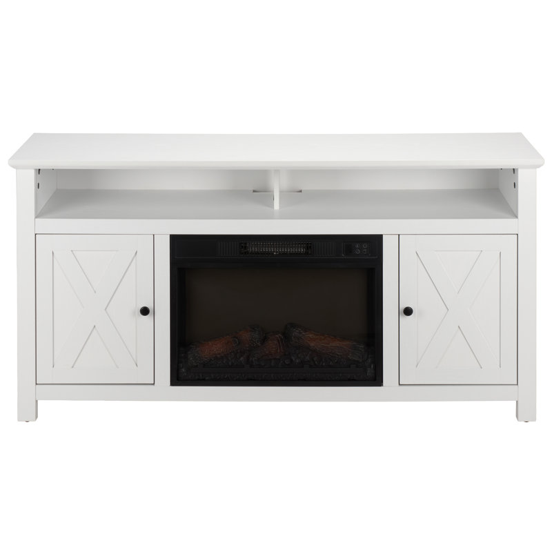 Foyer en bois 2 portes Cliff, Blanc