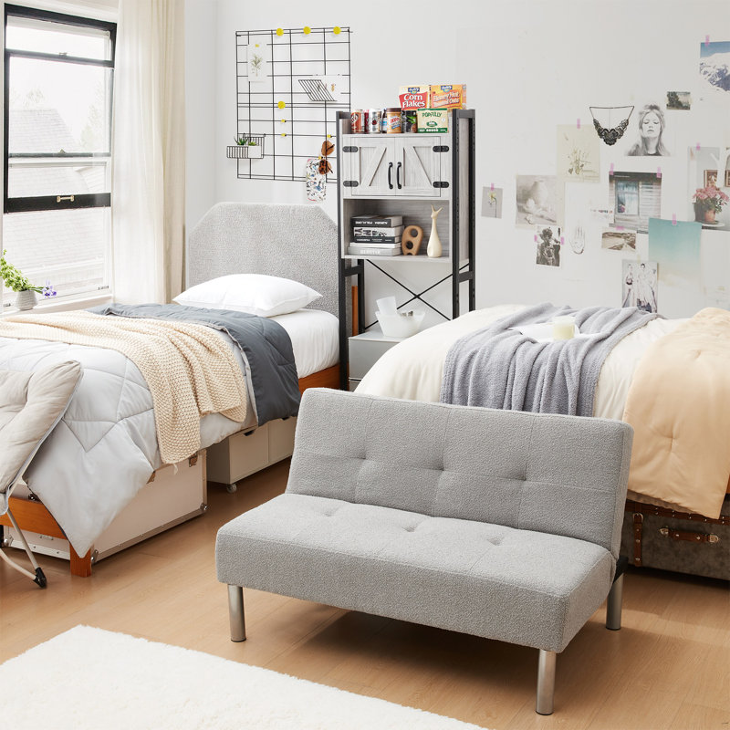 47'' Upholstered Convertible Sofa, Light Gray Boucle
