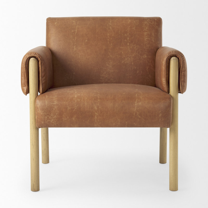 Jewels Upholstered Armchair, Light Brown, Brown Faux Leather