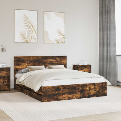 Vidaxl Bed Frame With Drawer Brown Oak 90 X 200 Cm Engineer Wood