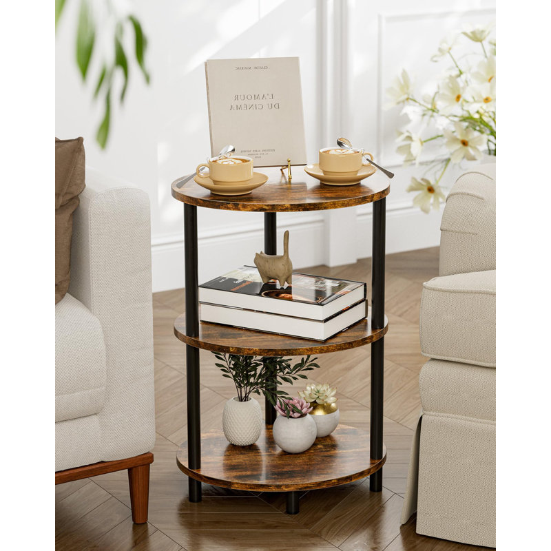 Table de bout ronde à 3 niveaux avec tablettes de rangement