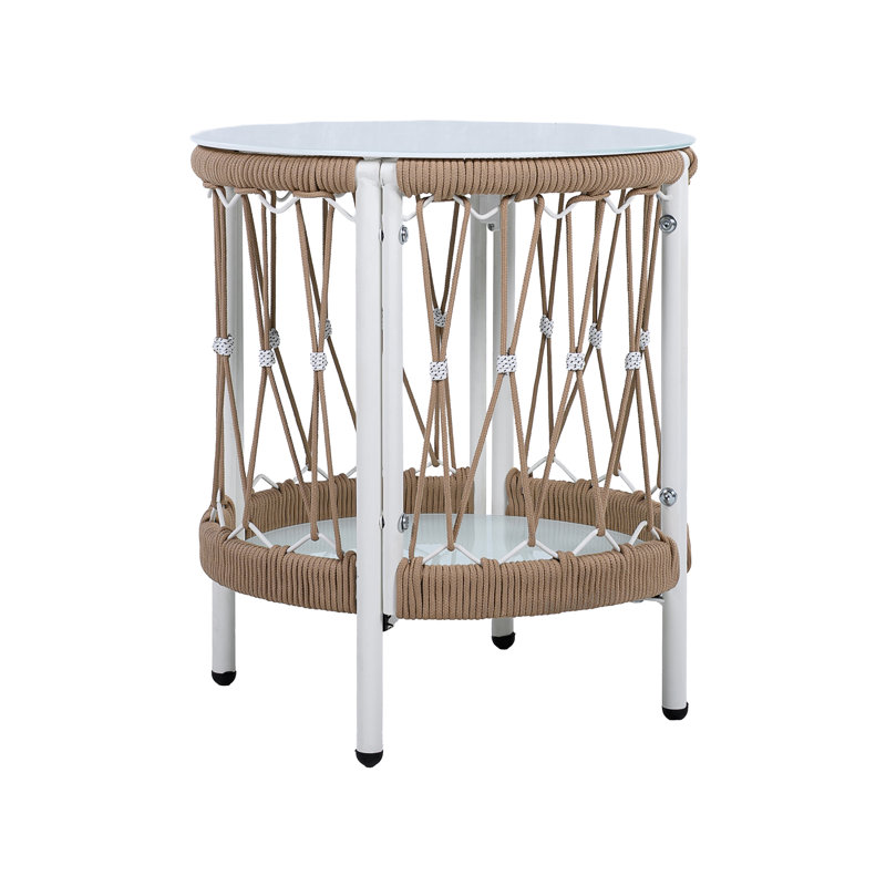 Table d'appoint d'extérieur 17,32 po Bohemian Garden - Corde tissée à la main avec structure en acier thermolaqué (table incluse seulement)
