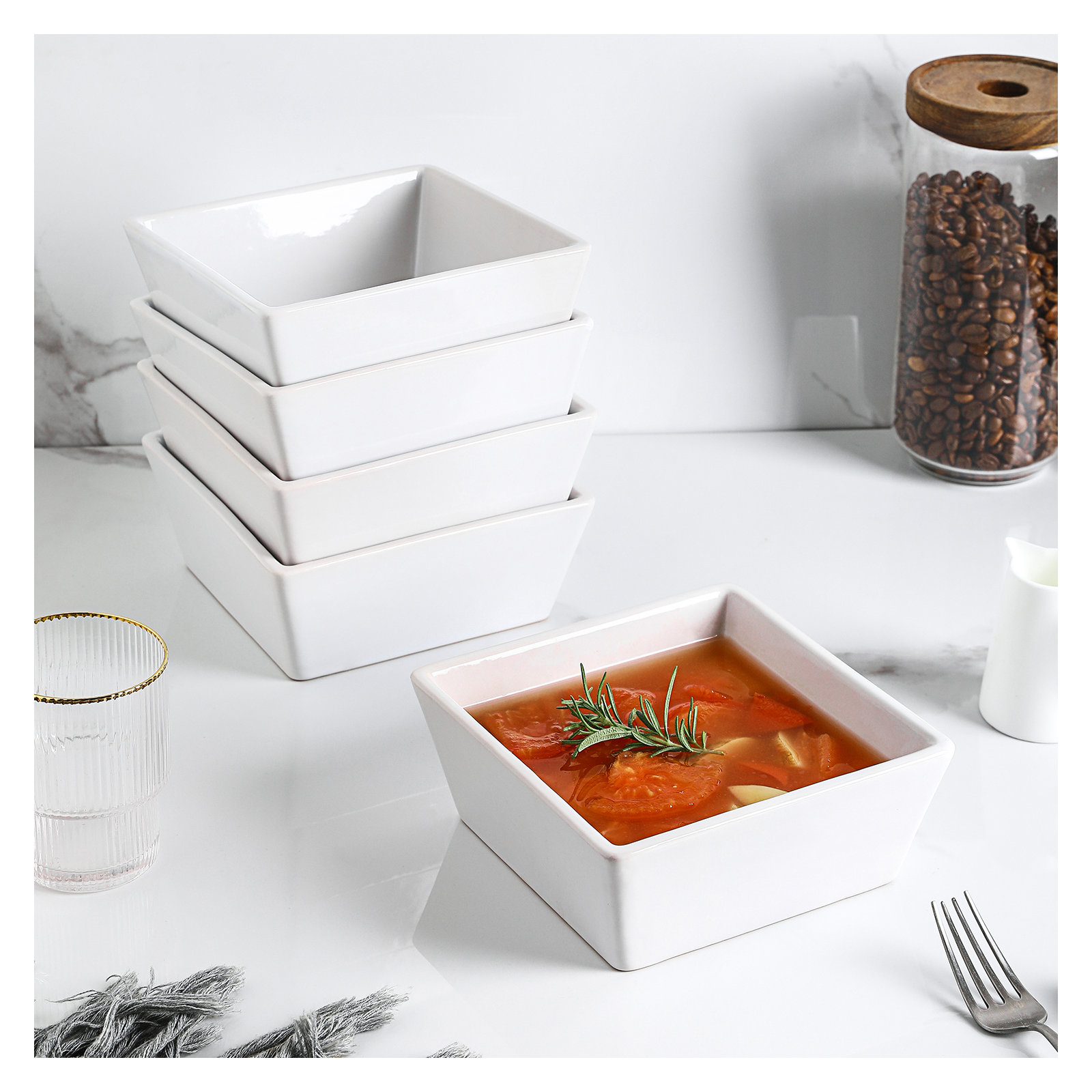 Stone Lain Grace 4-Piece Bowl Set Stoneware, White