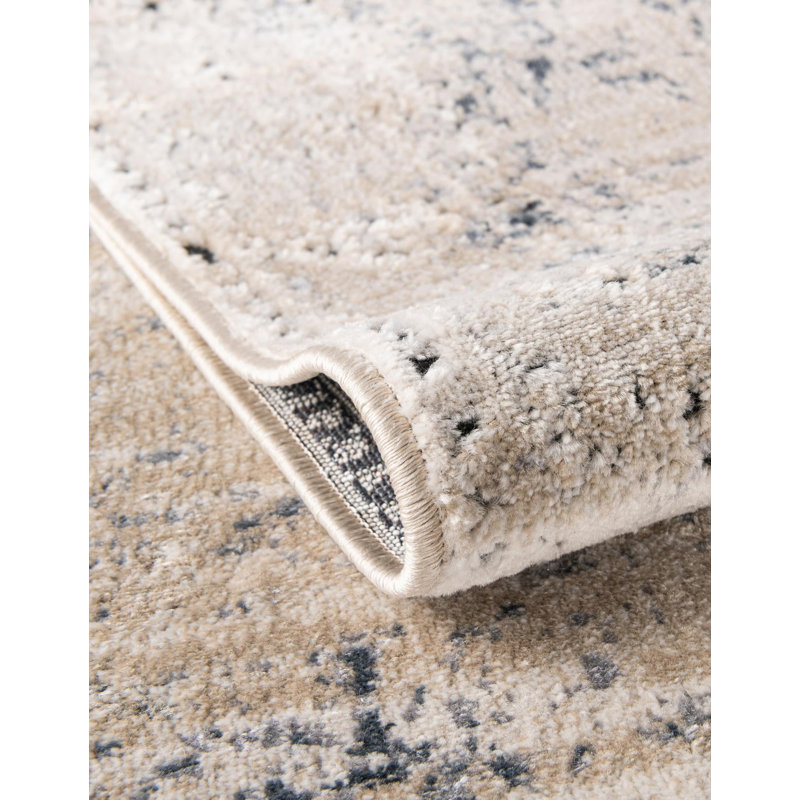 Arkeen Oriental Dark Blue/Beige/Ivory/Gray Area Rug, Runner 2'7" x 10'