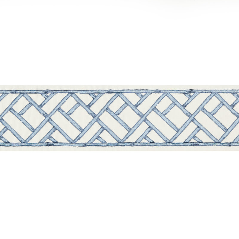 Treillis Passementerie Torana Tape Cotton Blend Performance Fabric, French Blue