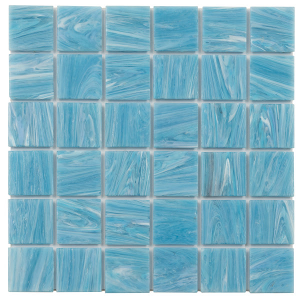 Celestial 12 in. x 12 in. Glossy Yale Blue Glass Mosaic Wall and Floor Tile (10 sq. ft./case) (10-pack)