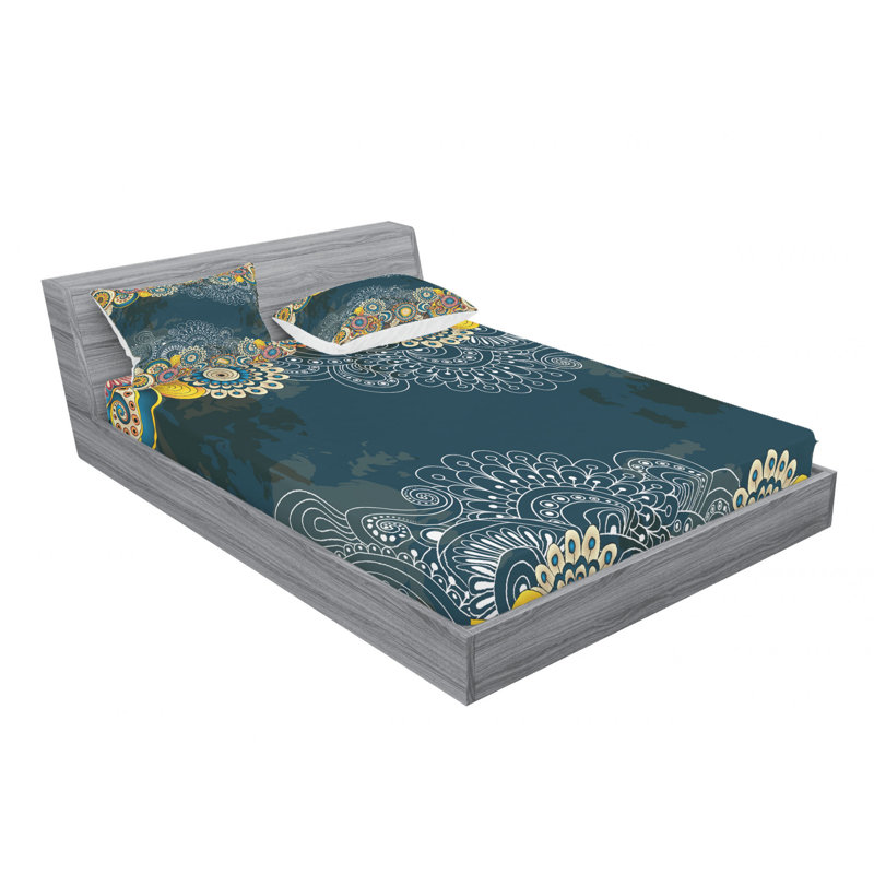 Microfiber Floral Sheet Set, Queen Sheet Set + Fitted Sheet + 2 Pillowcases