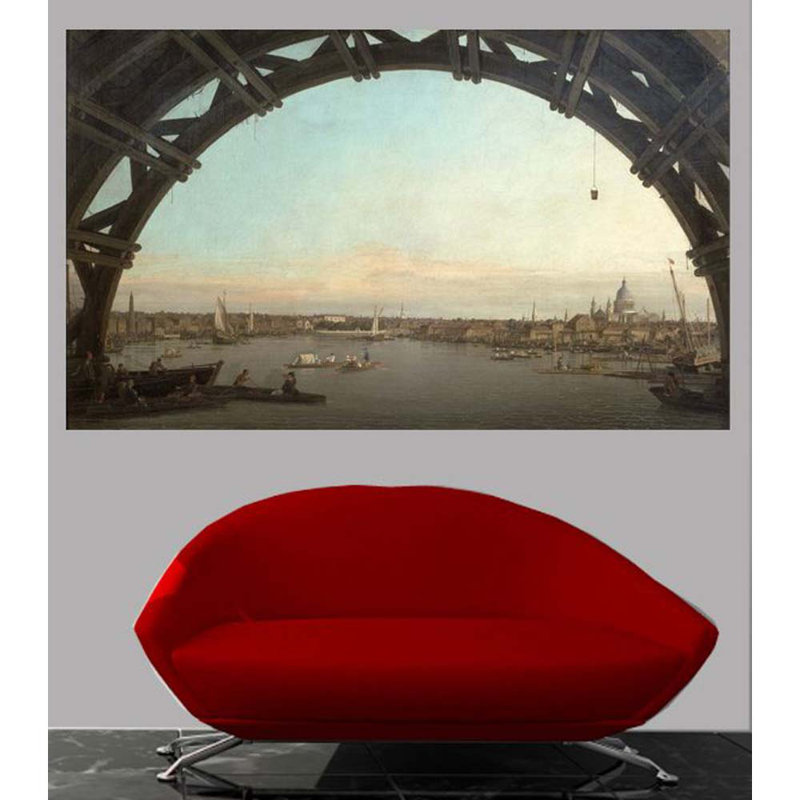 Adhésif mural Canaletto London vu à travers une arche du pont de Westminster (1747), H 43,5 po x l 72 po