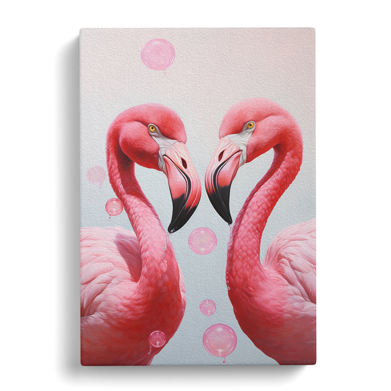 Flamingo Bubble Gum Painting - Wrapped Canvas, 50cm H x 35cm W x 3cm D