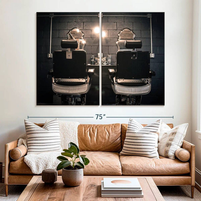 Ensemble de chaises sur toile 2 pièces Barber Shop, H 48 po x l 66 po x P 1,25 po