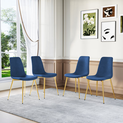 Dining Chairs Set Of 4, 17.72"Mid Century Modern Velvet Dining Room Chairs With Stainless Steel Legs,Elegant Kitchen Chairs