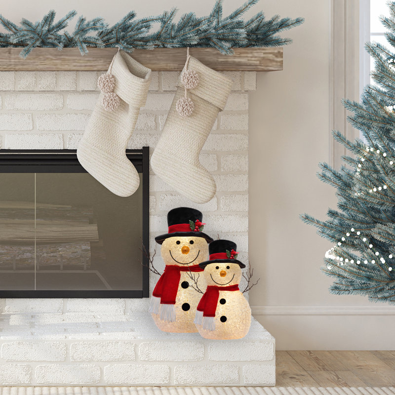 Spun Acrylic Snowman with LED Lights, 14" H x 7.80" W x 5" D