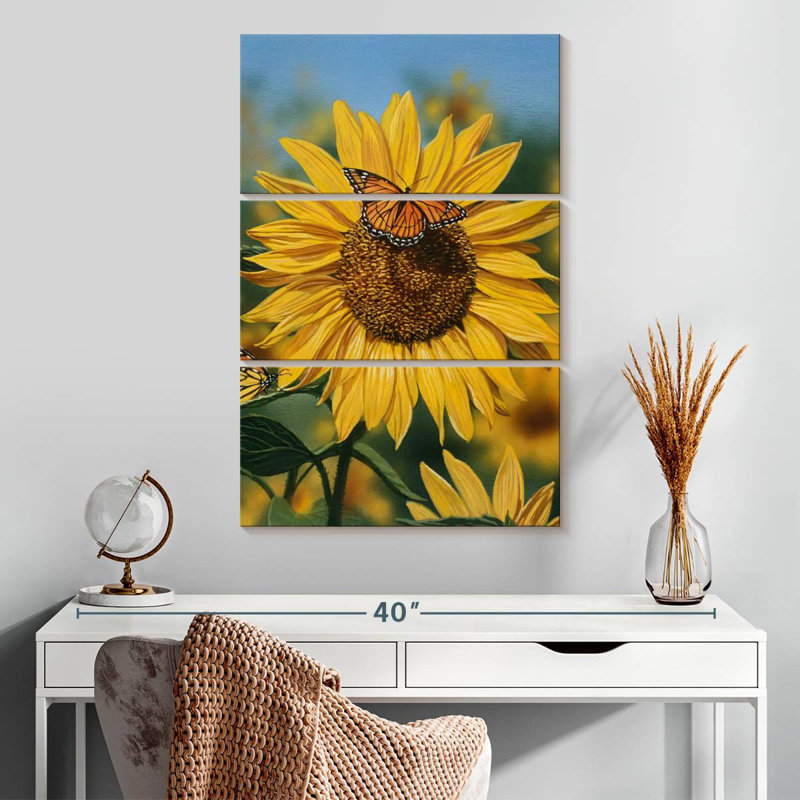 Harnek, tournesols, papillons, saison estivale, H 32 po x l 20 po