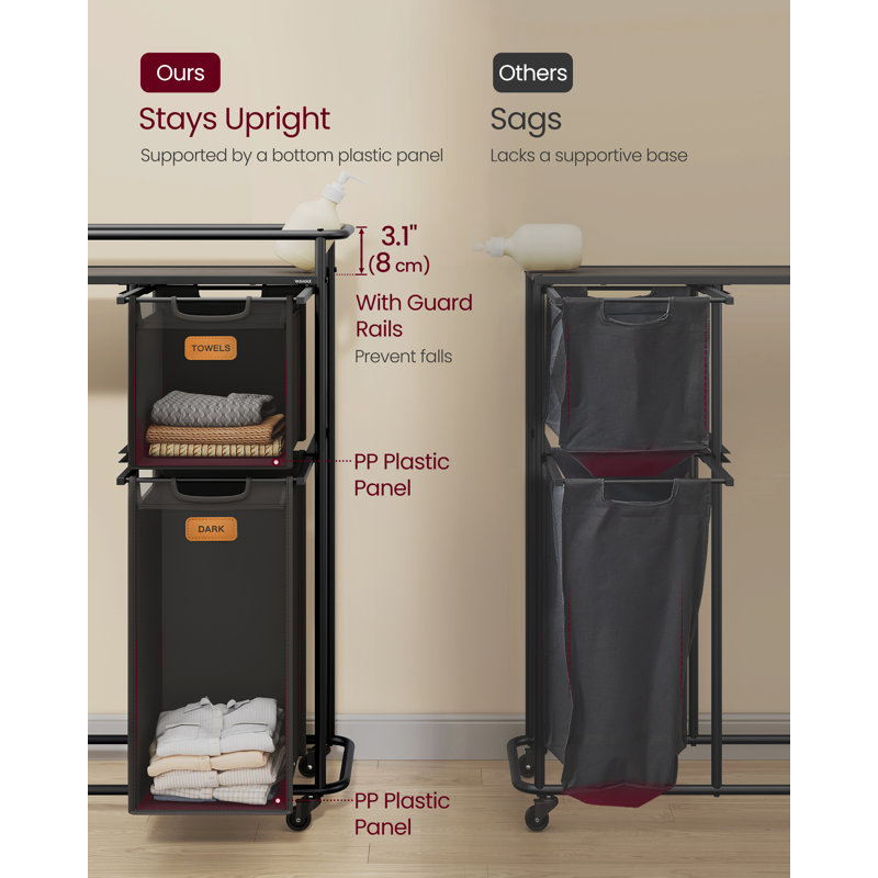 Anshel Wood Rolling Laundry Hamper