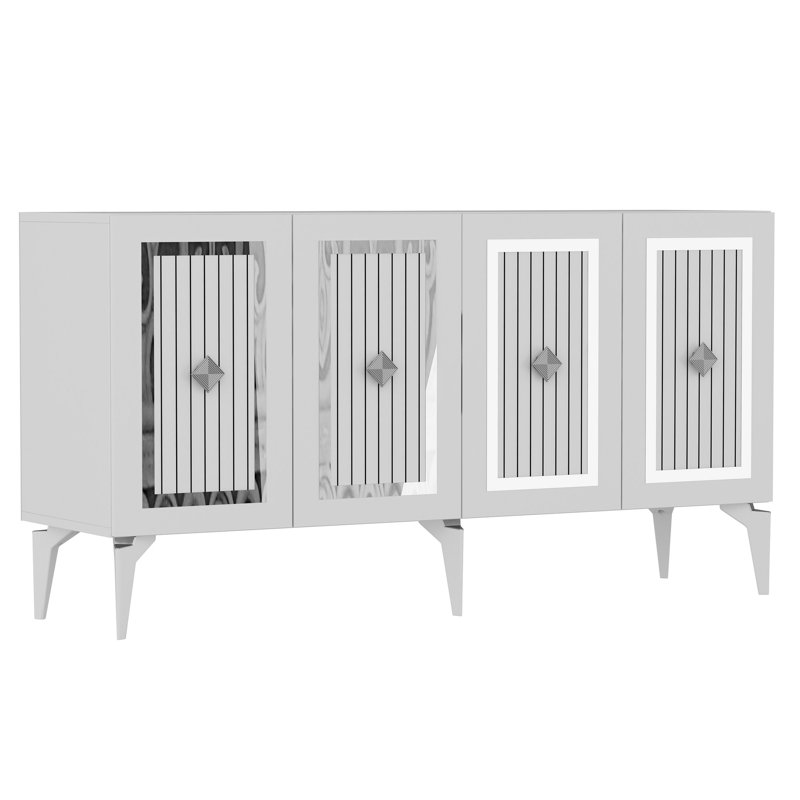 Olivia 79cm Sideboard, White/Silver