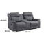 Causeuse inclinable manuelle Lenny, porte-gobelets, microfibre grise, 75 po