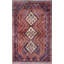 Tapis unique en laine noué à la main mauve / rouge / ivoire de 4 pi 3 po x 7 pi 1 po