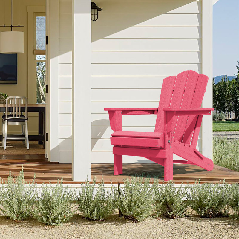 Wolak Foldable Outdoor Adirondack Chair, Pink