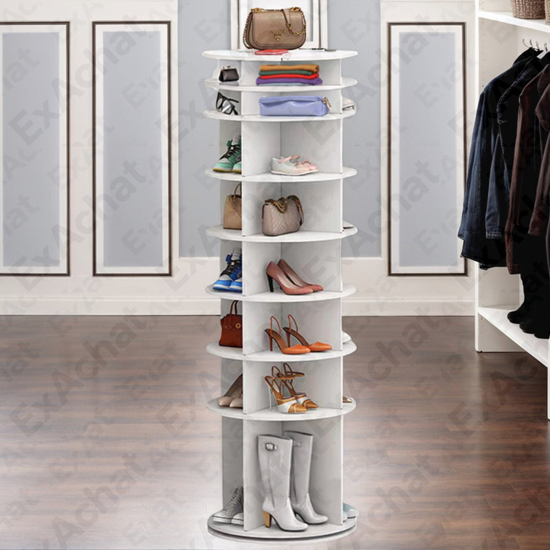 8 Tier Rotating Shoe Rack Tower, Spinning Shoe Display, Shoe Organizer,360 Shoe Rack Storage Round Carousel, Vertical Handbag Rotate Shoes Closet Organization (WHITE) (PRIME BIG DEAL DAYS)