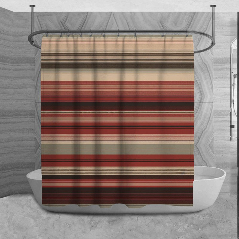 Rideau de douche à rayures Lazor, H 84 po x l 70 po, Brun/rouge