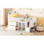 Lit mezzanine simple avec DEL, tablettes, escalier, rangement - blanc pour rangement de tablettes, finition escalier