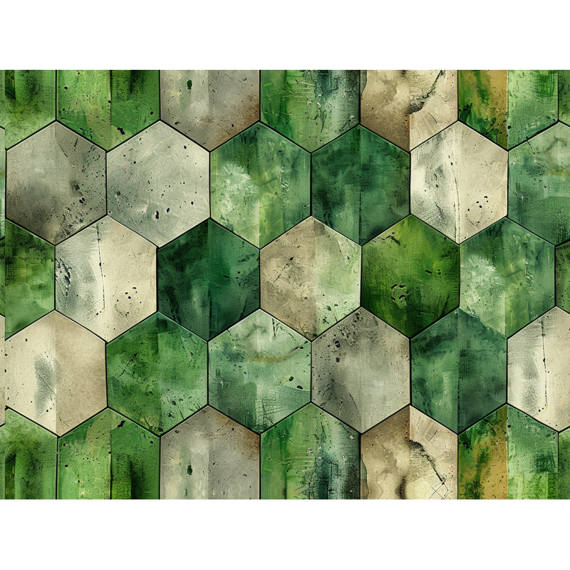 Édredon hexagonal en mosaïque texturé vert, Édredon simple très long