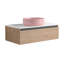 Meuble-lavabo mural 36 po avec finition café clair et lavabo en céramique rose