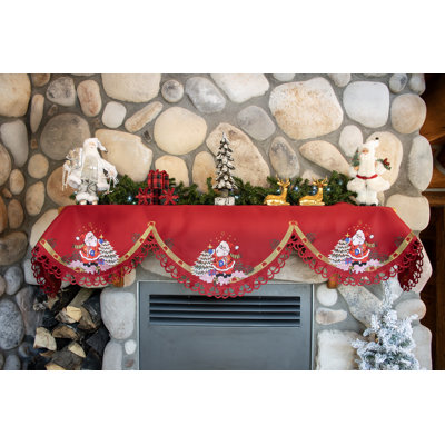 Aitkin Santa Claus Christmas Trees Red Mantel Scarf (19" x 90")