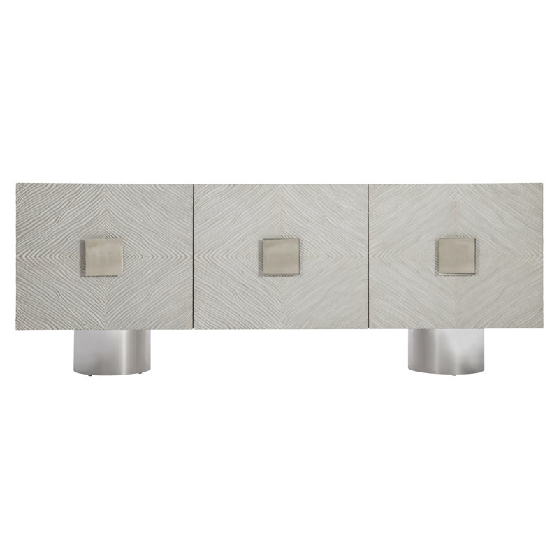 Ciara Transitional Gray 85.75'' Sideboard with Carved Doors