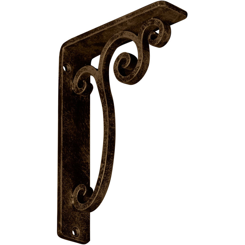 Support en fer forgé Avery, Laiton antique, H 8 po x l 1,5 po x P 5,5 po