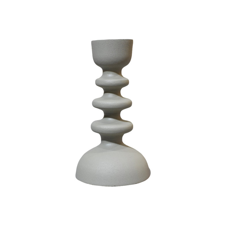 Bougeoir de table en aluminium, Blanc, H 17 po x l 6 po x P 21 po