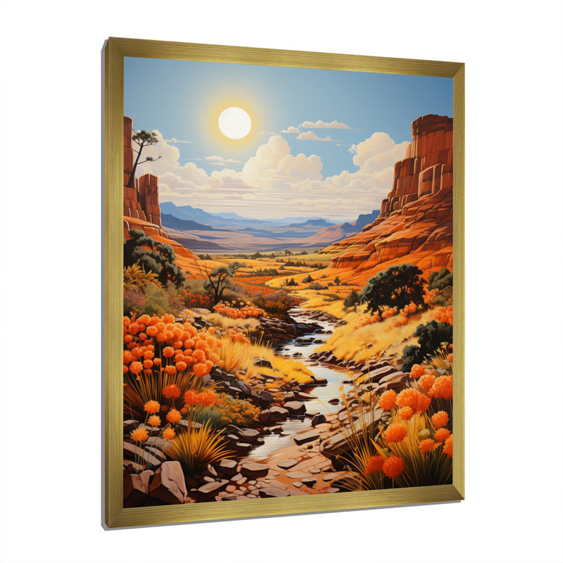 «Beckem Nevada Canyon Mirage I», reproduction sur toile, H 32 po x l 16 po x P 1 po, Encadrement doré