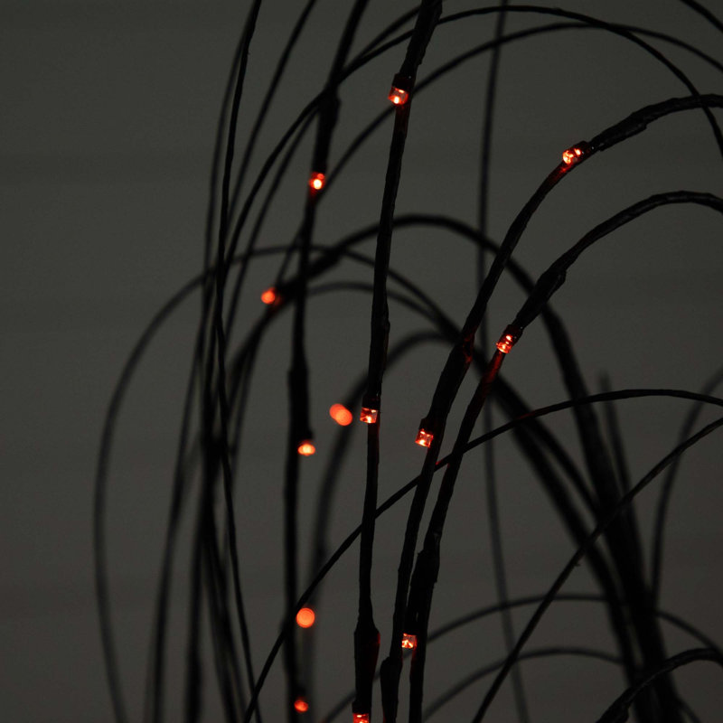 4 pi Arbre de Noël artificiel pré-éclairé en forme de saule noir avec 120 lumières DEL orange et mauves
