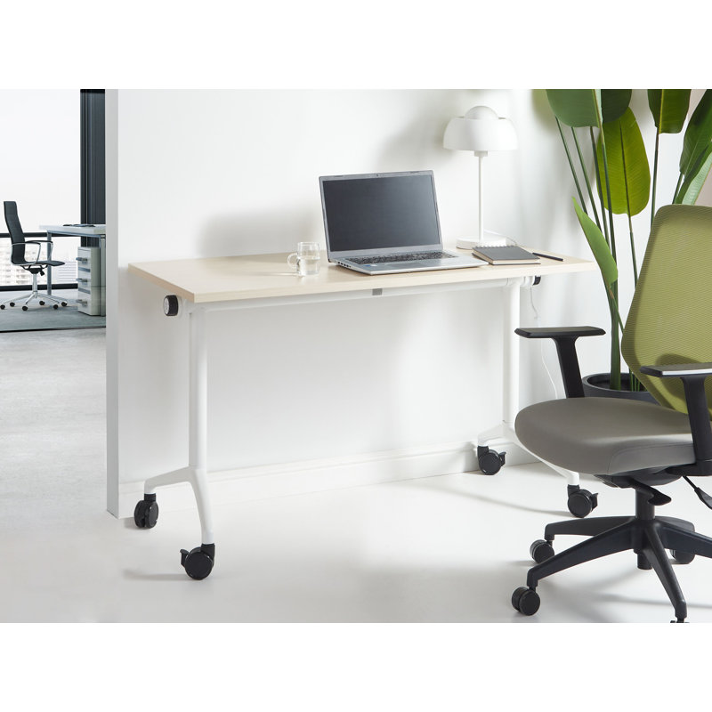 Yawen Metal Base Writing Desk, Brown/Black, 120cm H x 60cm W