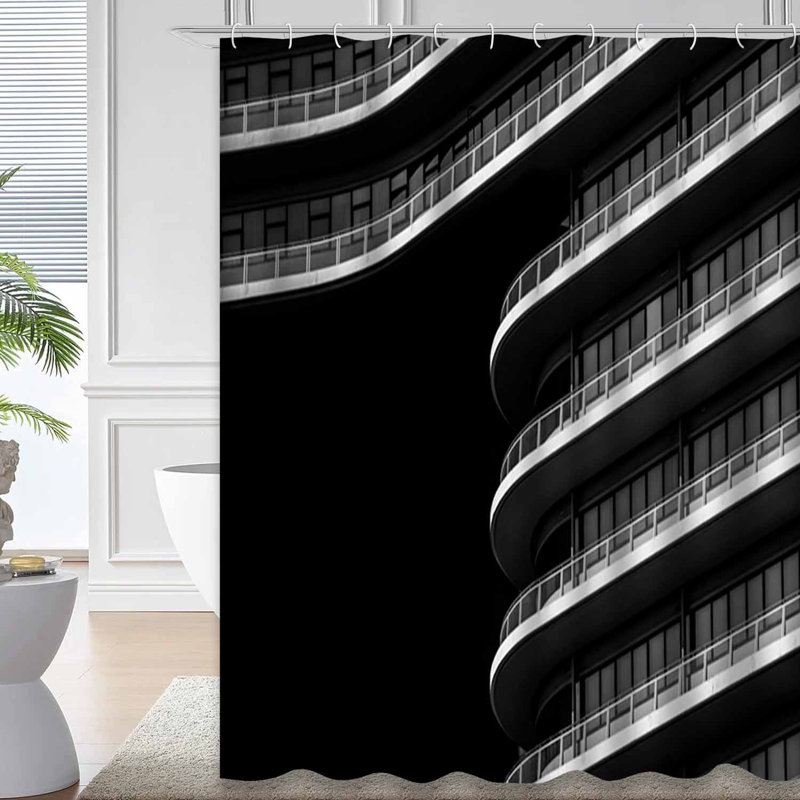 Architecture moderne, bâtiment, noir et blanc géométrique avec 12 crochets, L 72 po x l 72 po