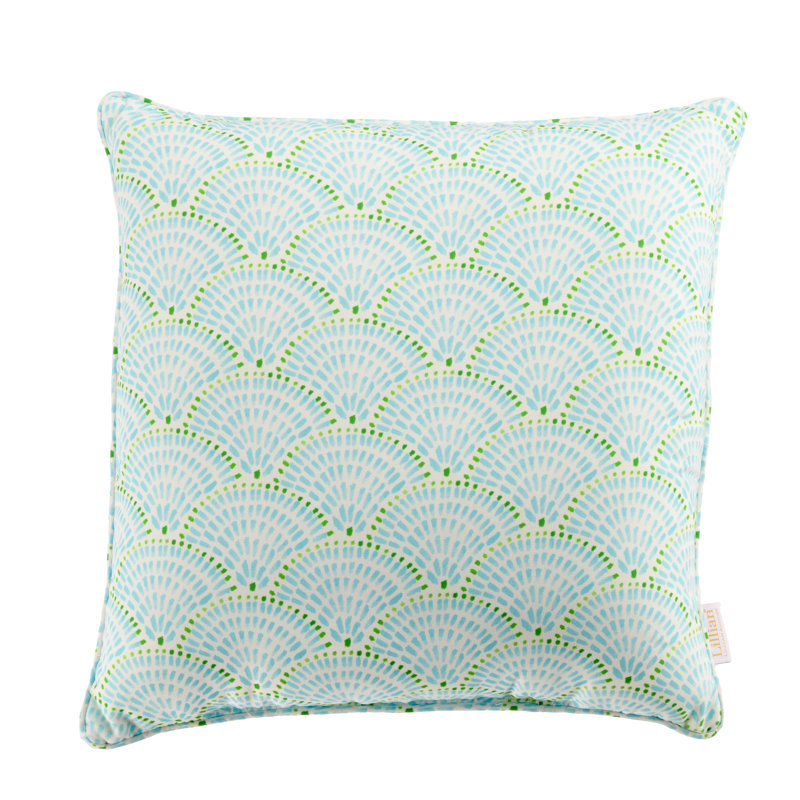 Lillian Reversible 20x20" Throw Pillow, Watercolor Shells Turquoise Geometric Shapes