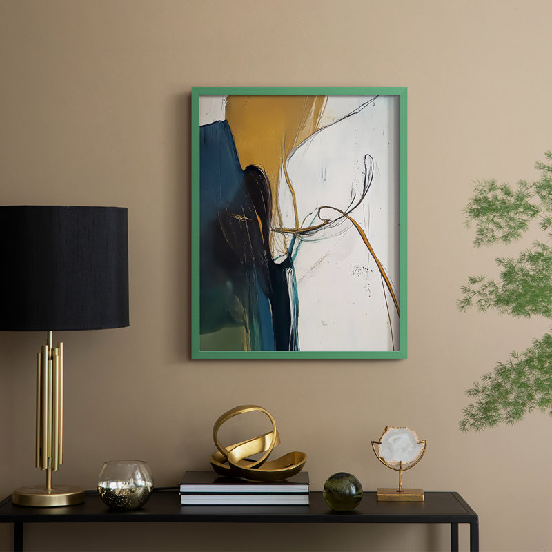 Reproduction encadrée ABSTRACT Series DCX - bois massif, H 15 po x l 12 po, Vert