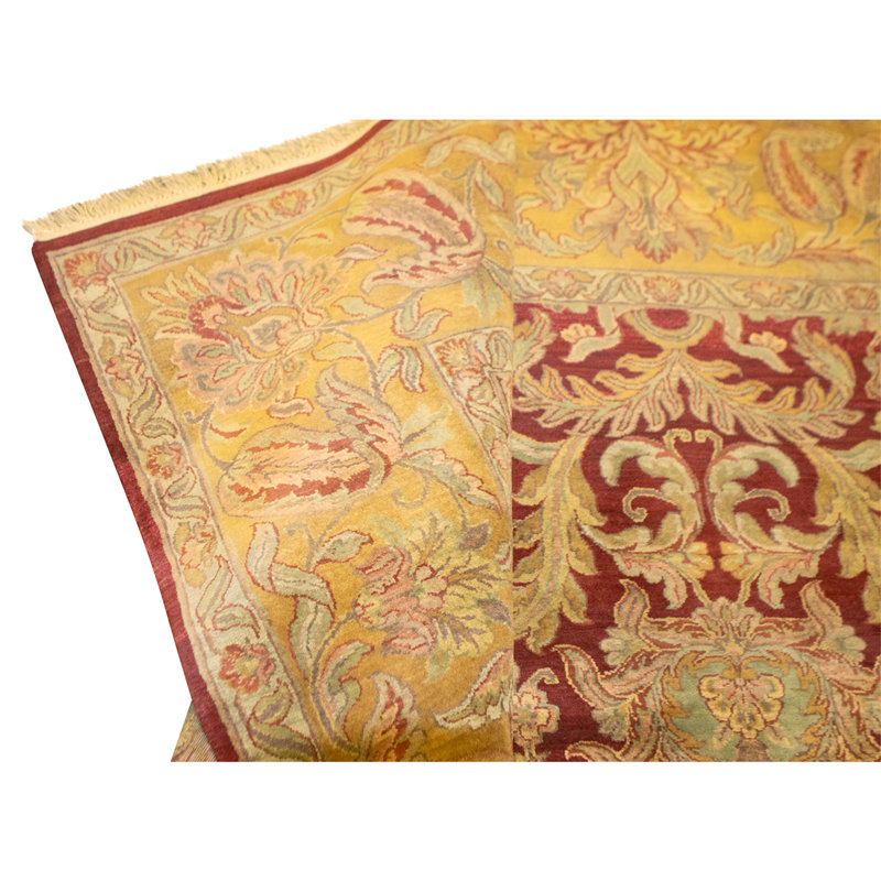 Hand Knotted Wool Oriental Area Rug in Red And Gold